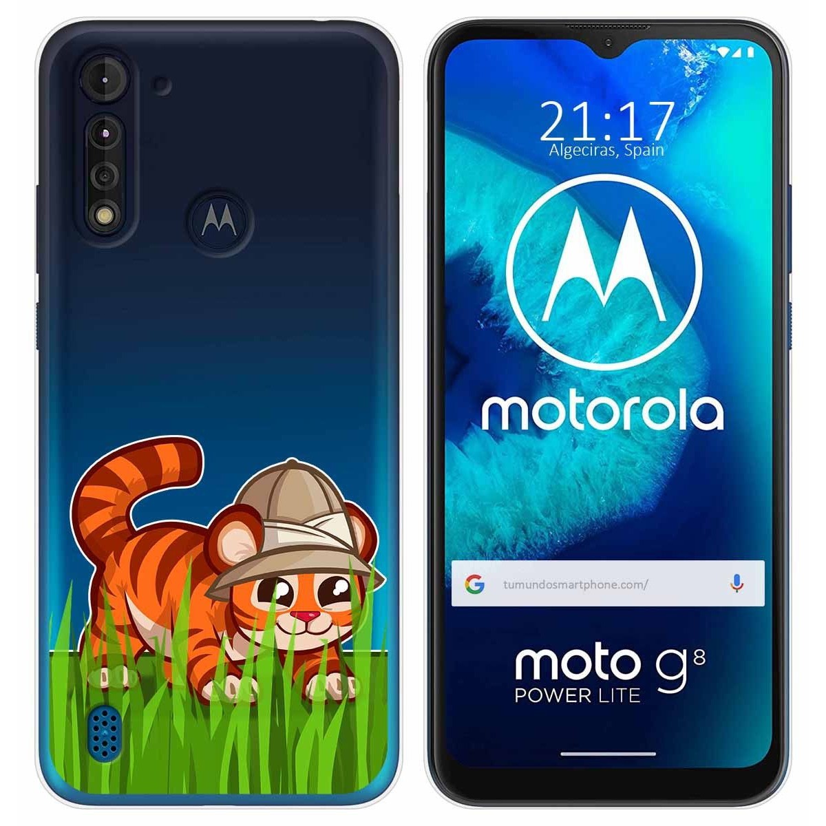 Funda Gel Transparente para Motorola Moto G8 Power Lite diseño Tigre Dibujos