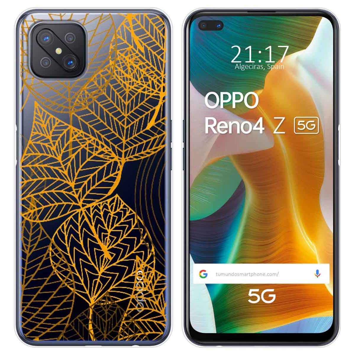 Funda Gel Transparente para Oppo Reno 4Z 5G diseño Hojas Dibujos