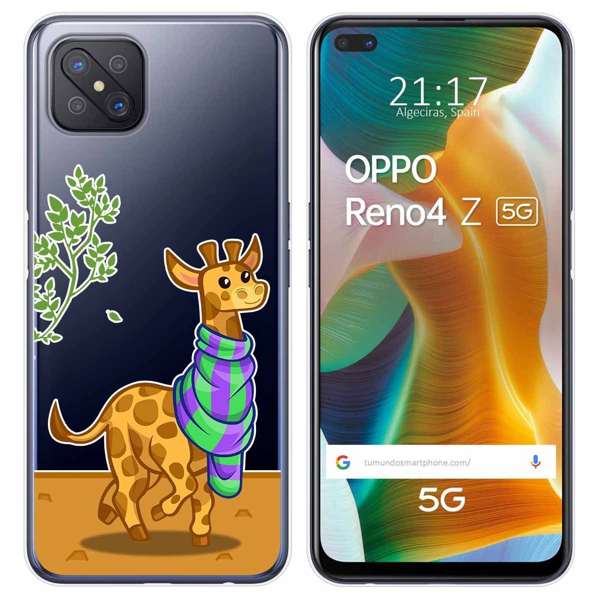 Funda Gel Transparente para Oppo Reno 4Z 5G diseño Jirafa Dibujos