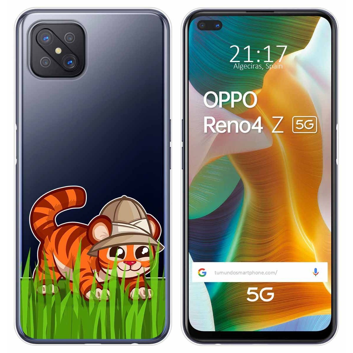 Funda Gel Transparente para Oppo Reno 4Z 5G diseño Tigre Dibujos