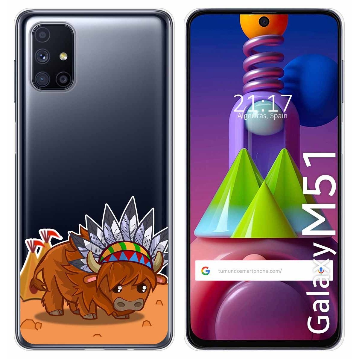 Funda Gel Transparente para Samsung Galaxy M51 diseño Bufalo Dibujos