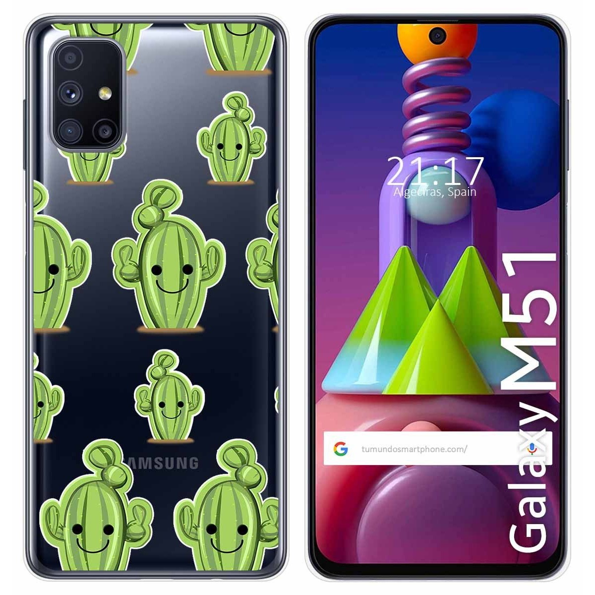 Funda Gel Transparente para Samsung Galaxy M51 diseño Cactus Dibujos