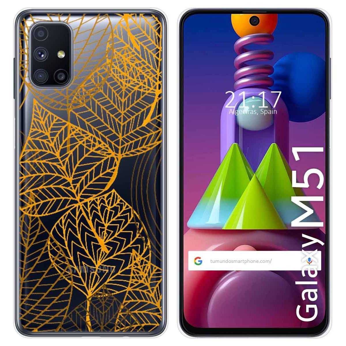 Funda Gel Transparente para Samsung Galaxy M51 diseño Hojas Dibujos