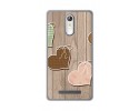 Funda Gel Tpu para Leagoo M8 / M8 Pro Diseño Corazones Madera Dibujos