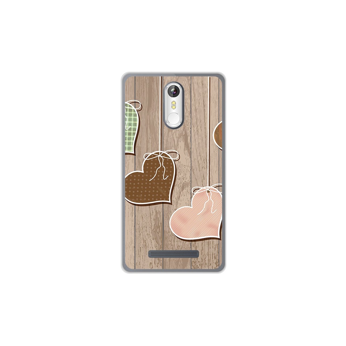 Funda Gel Tpu para Leagoo M8 / M8 Pro Diseño Corazones Madera Dibujos