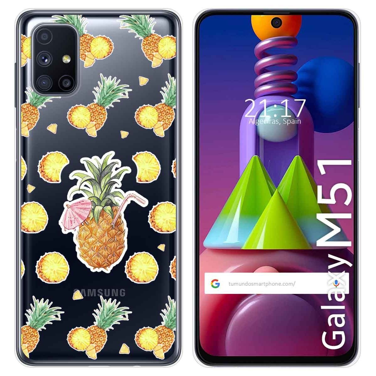 Funda Gel Transparente para Samsung Galaxy M51 diseño Piña Dibujos