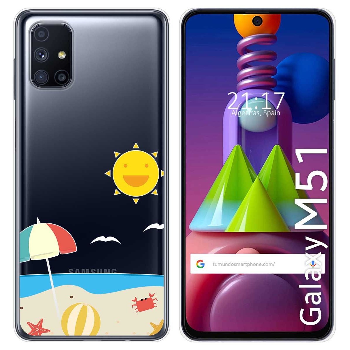 Funda Gel Transparente para Samsung Galaxy M51 diseño Playa Dibujos