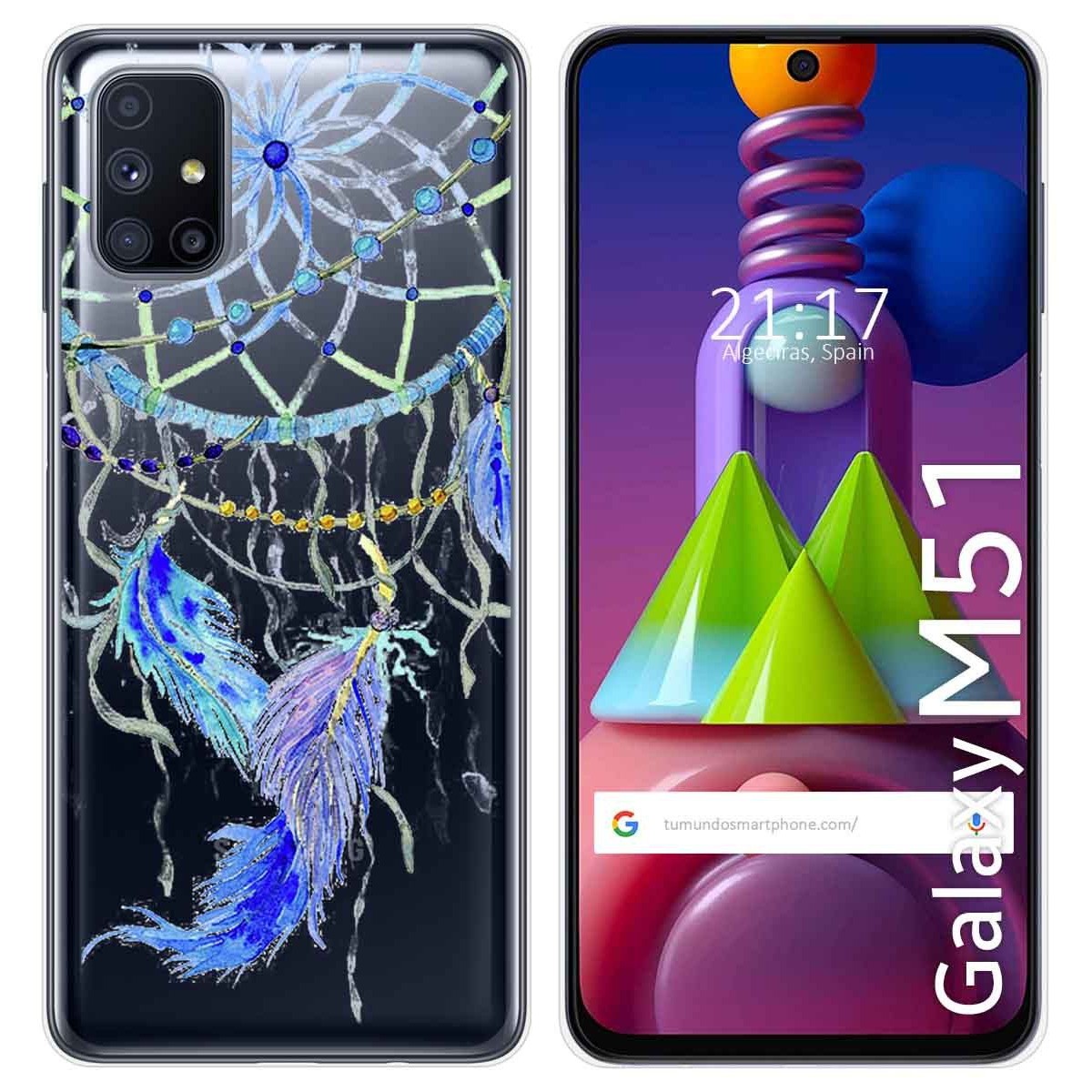 Funda Gel Transparente para Samsung Galaxy M51 diseño Plumas Dibujos
