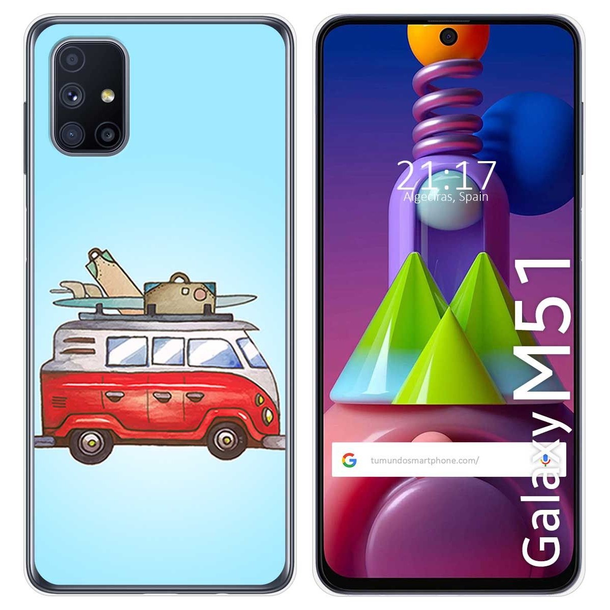 Funda Gel Tpu para Samsung Galaxy M51 diseño Furgoneta Dibujos