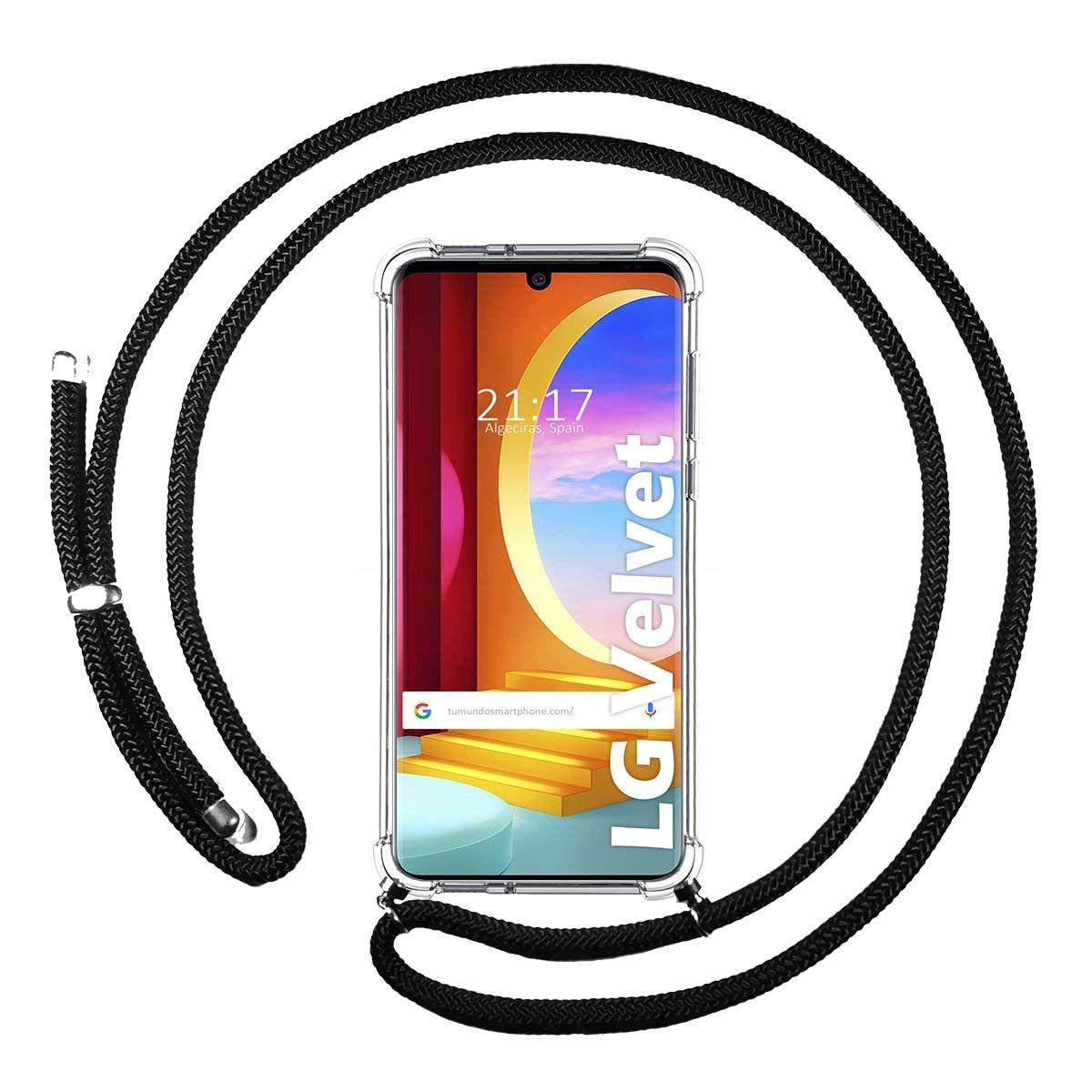 Funda Colgante Transparente para Lg Velvet 5G con Cordon Negro