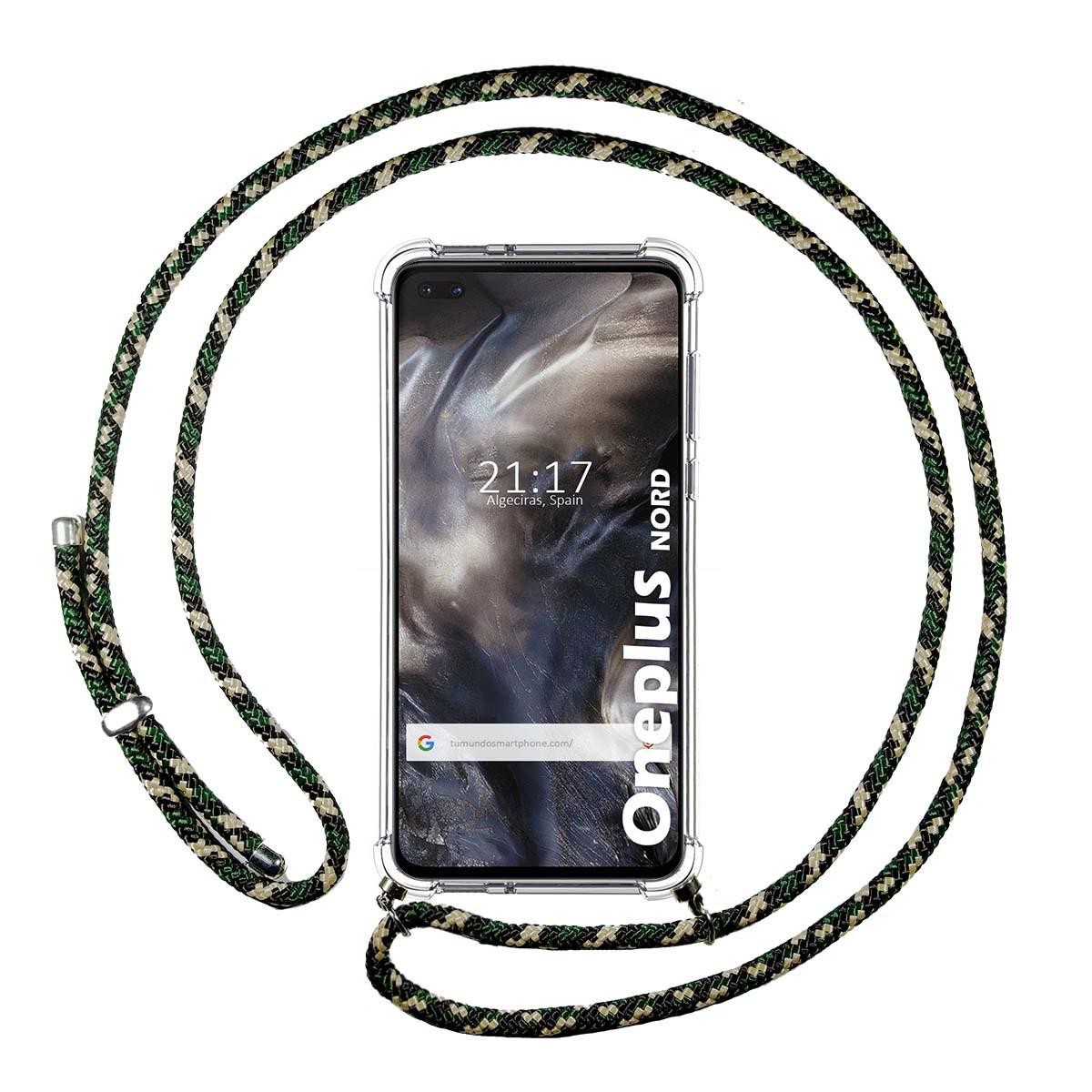 Funda Colgante Transparente para OnePlus Nord con Cordon Verde / Dorado