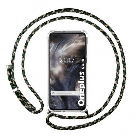 Funda Colgante Transparente para OnePlus Nord con Cordon Verde / Dorado