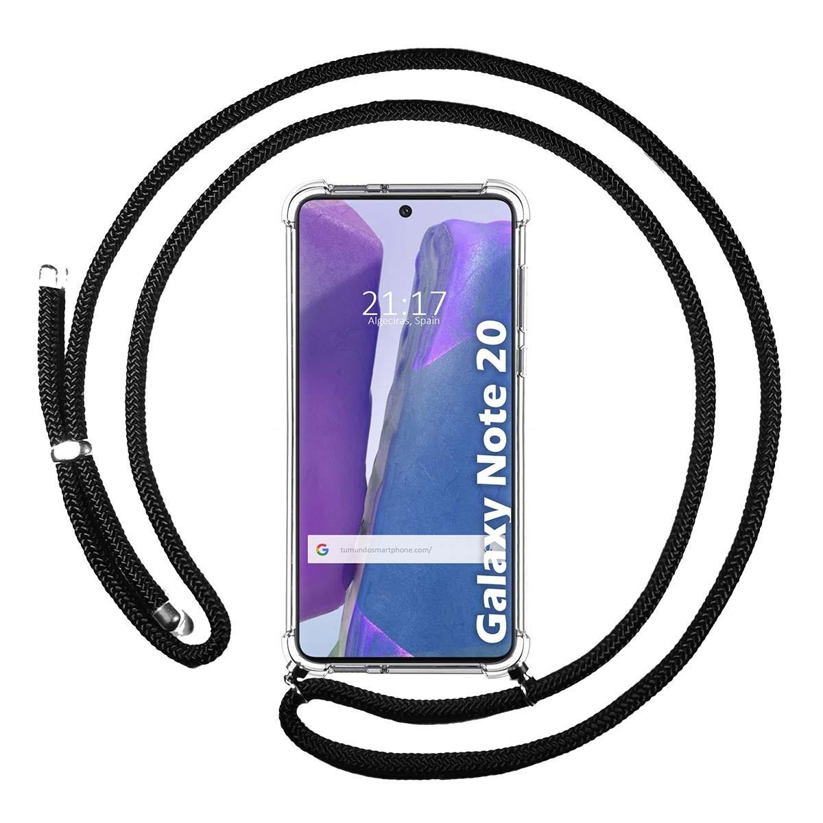 Funda Colgante Transparente para Samsung Galaxy Note 20 con Cordon Negro