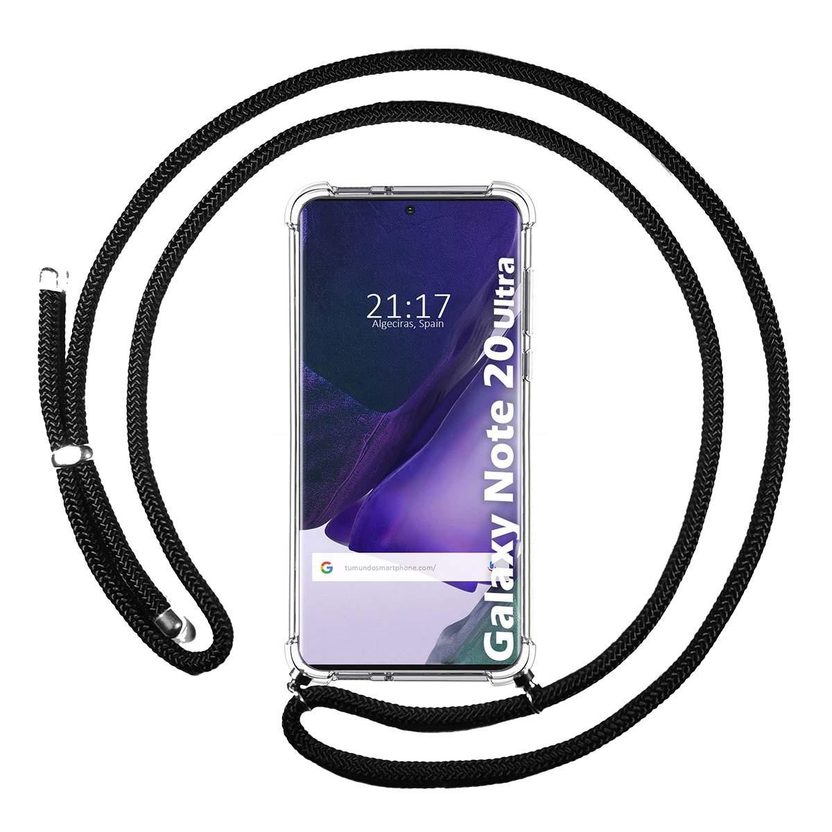 Funda Colgante Transparente para Samsung Galaxy Note 20 Ultra con Cordon Negro