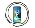 Funda Colgante Transparente para Motorola Moto G9 Play / E7 Plus con Cordon Verde / Dorado