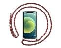 Funda Colgante Transparente para Iphone 12 Mini (5.4) con Cordon Rosa / Dorado