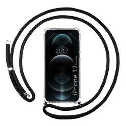 Funda Colgante Transparente para Iphone 12 Pro Max (6.7) con Cordon Negro