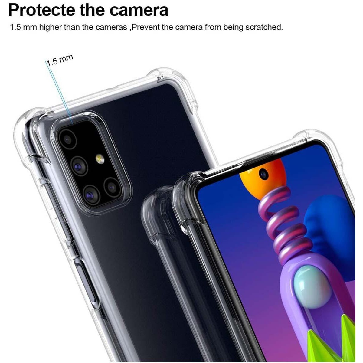 Funda Gel Tpu Anti-Shock Transparente para Samsung Galaxy M51