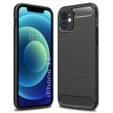 Funda Gel Tpu Tipo Carbon Negra para Iphone 12 / 12 Pro (6.1)