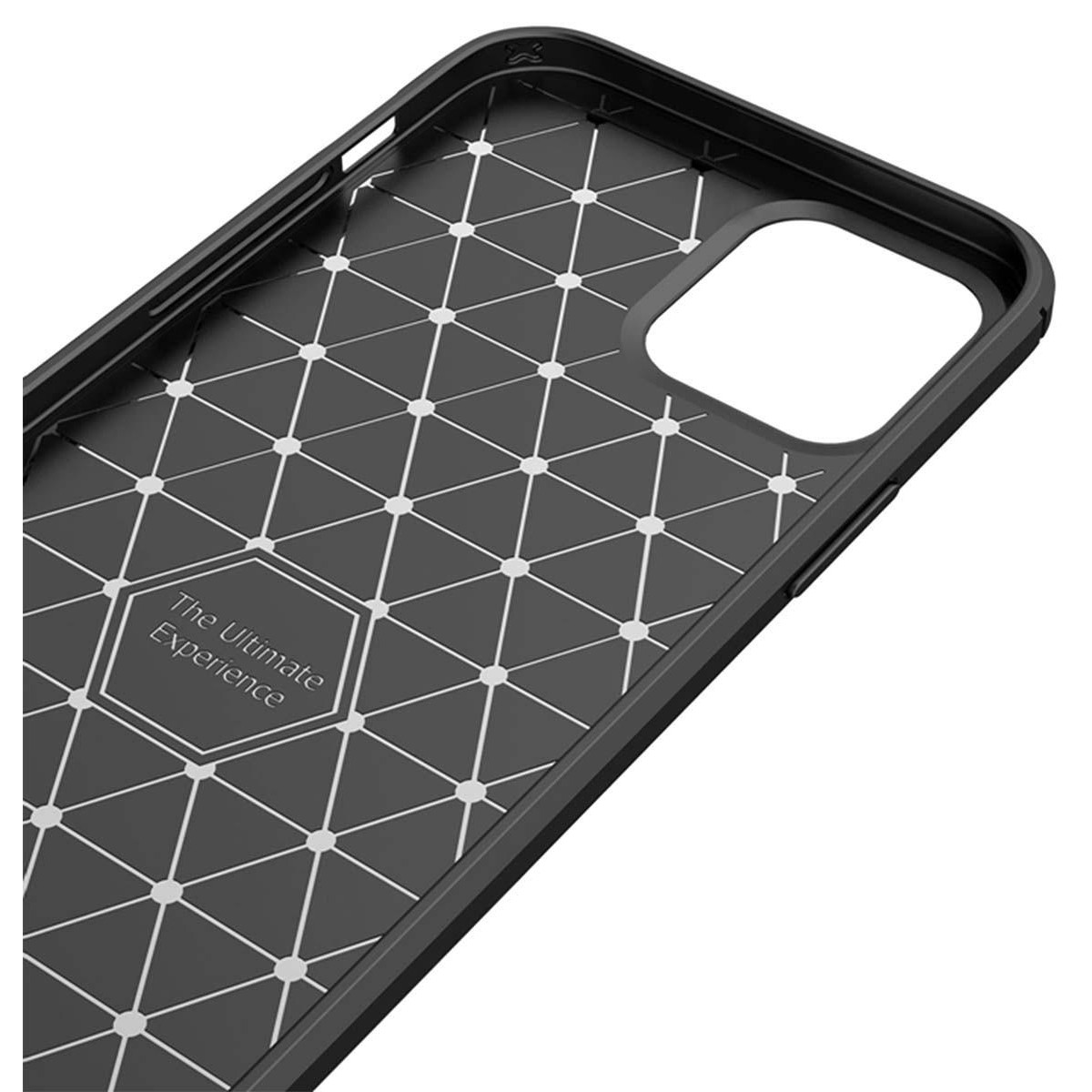 Funda Gel Tpu Tipo Carbon Negra para Iphone 12 / 12 Pro (6.1)