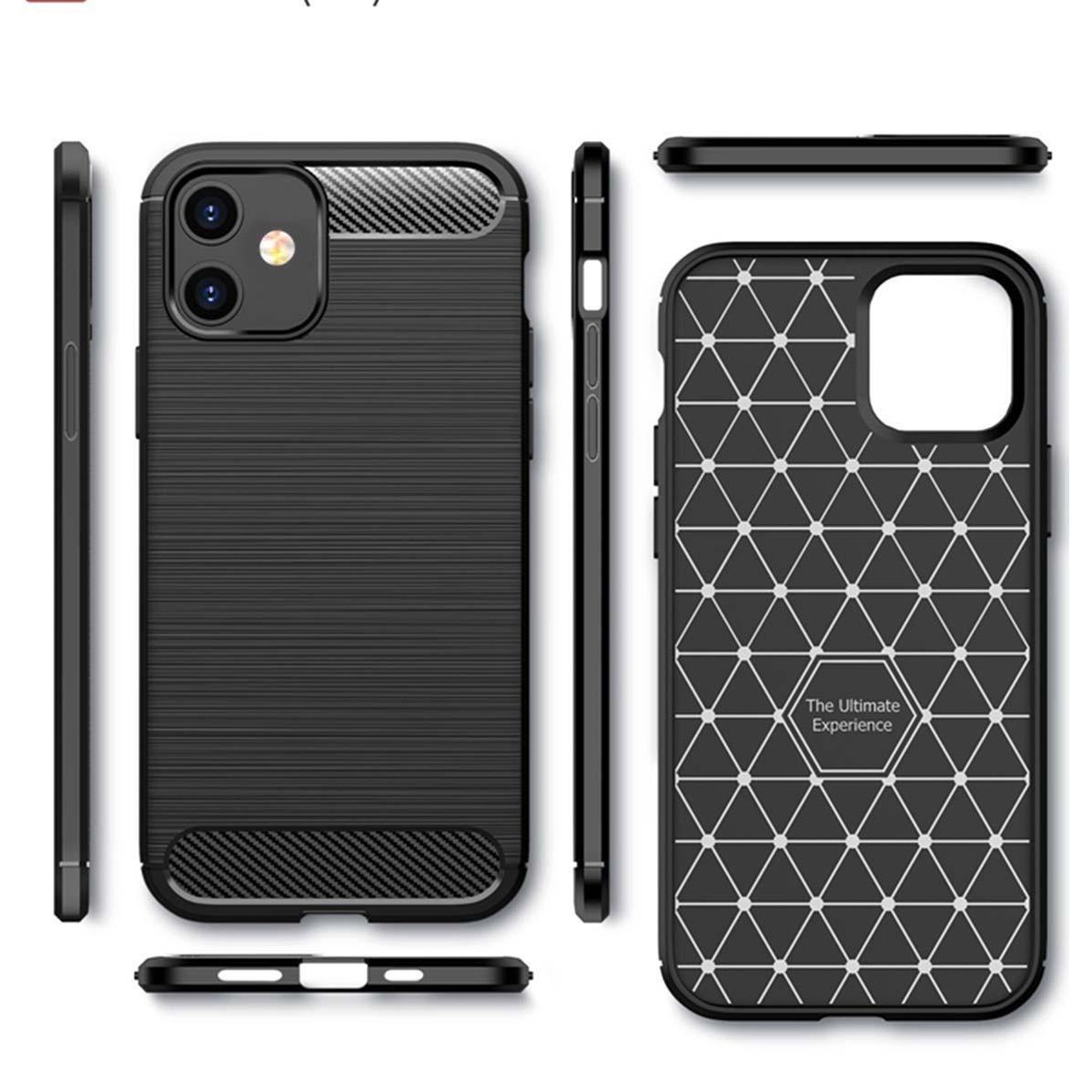 Funda Gel Tpu Tipo Carbon Negra para Iphone 12 Mini (5.4)