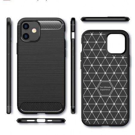 Funda Gel Tpu Tipo Carbon Negra para Iphone 12 Mini (5.4)