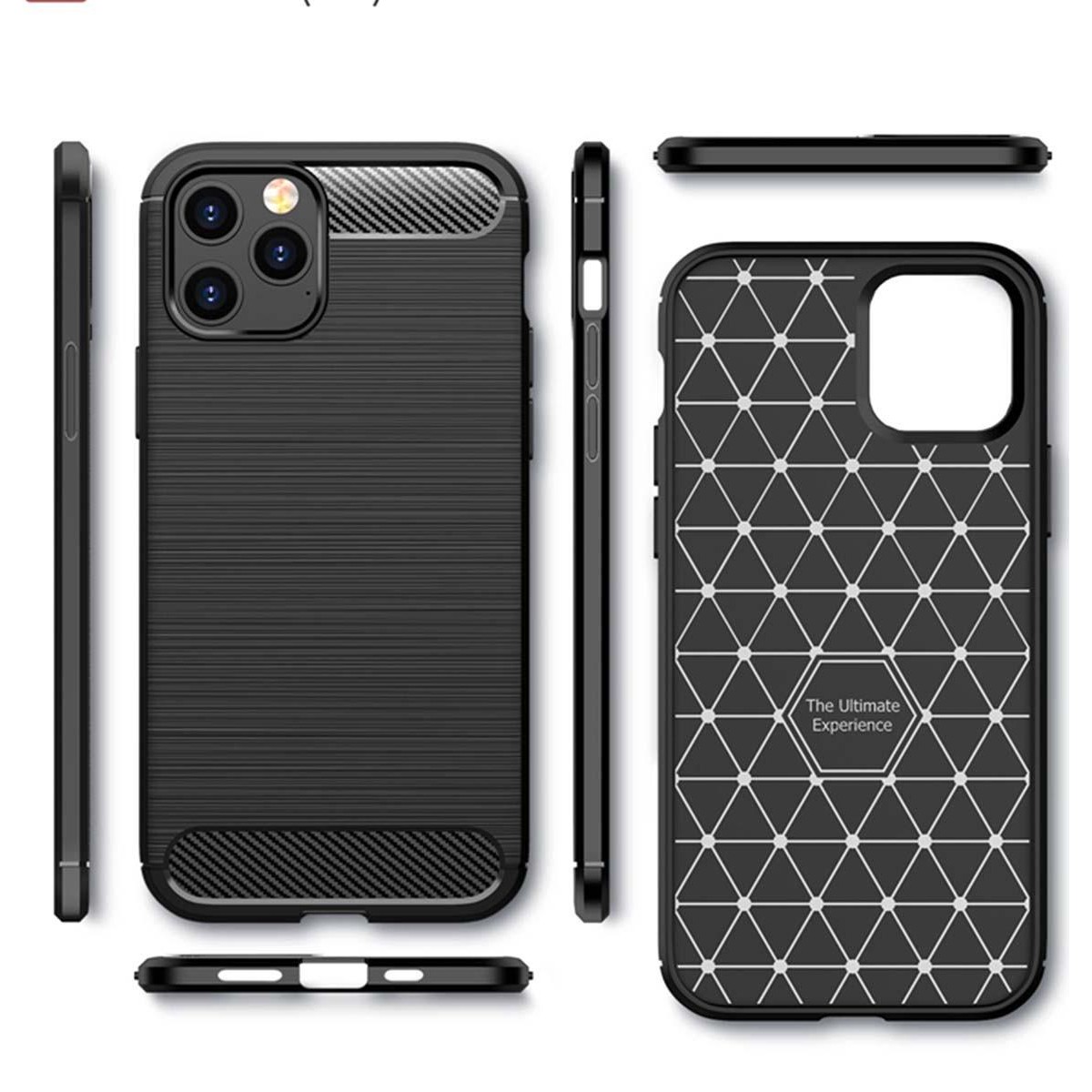 Funda Gel Tpu Tipo Carbon Negra para Iphone 12 Pro Max (6.7)