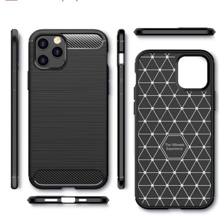 Funda Gel Tpu Tipo Carbon Negra para Iphone 12 Pro Max (6.7)