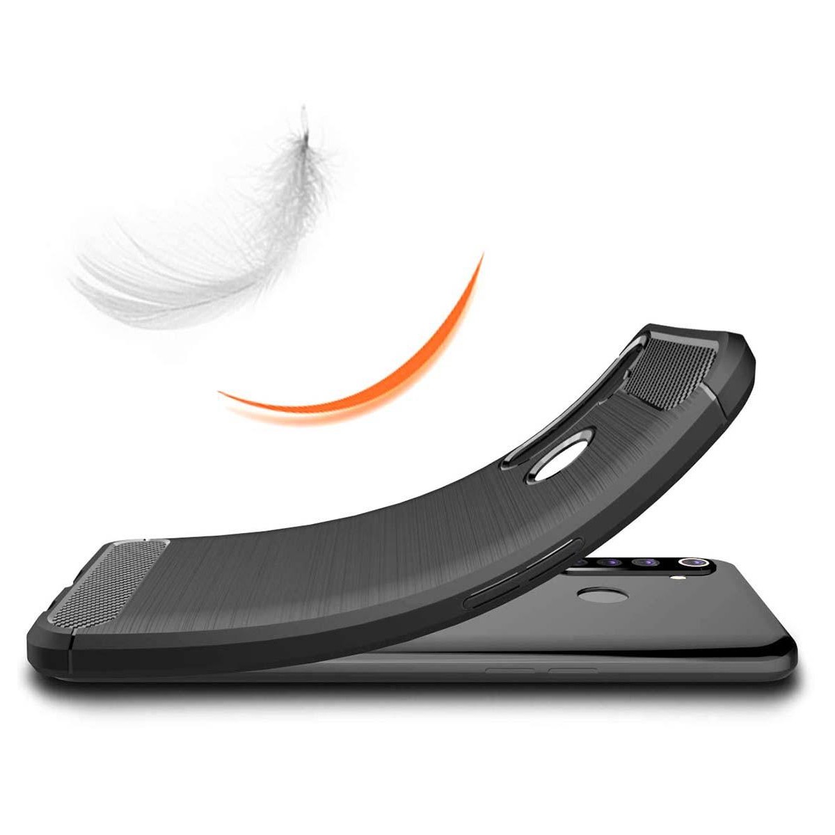 Funda Gel Tpu Tipo Carbon Negra para Realme 5 / 5s / 5i / C3