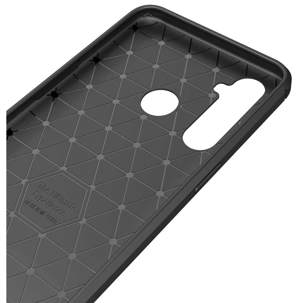 Funda Gel Tpu Tipo Carbon Negra para Realme 5 / 5s / 5i / C3