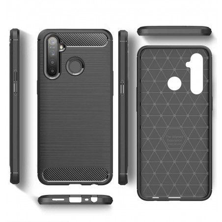 Funda Gel Tpu Tipo Carbon Negra para Realme 5 / 5s / 5i / C3