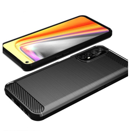 Funda Gel Tpu Tipo Carbon Negra para Realme 7