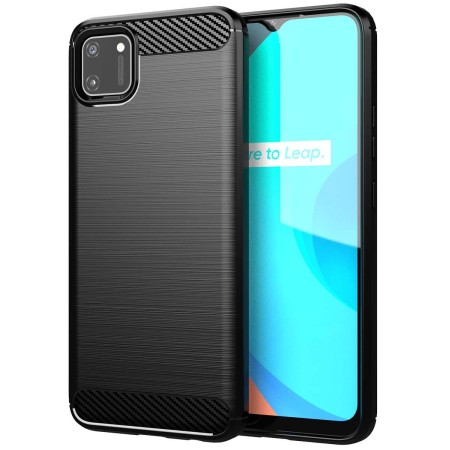 Funda Gel Tpu Tipo Carbon Negra para Realme C11
