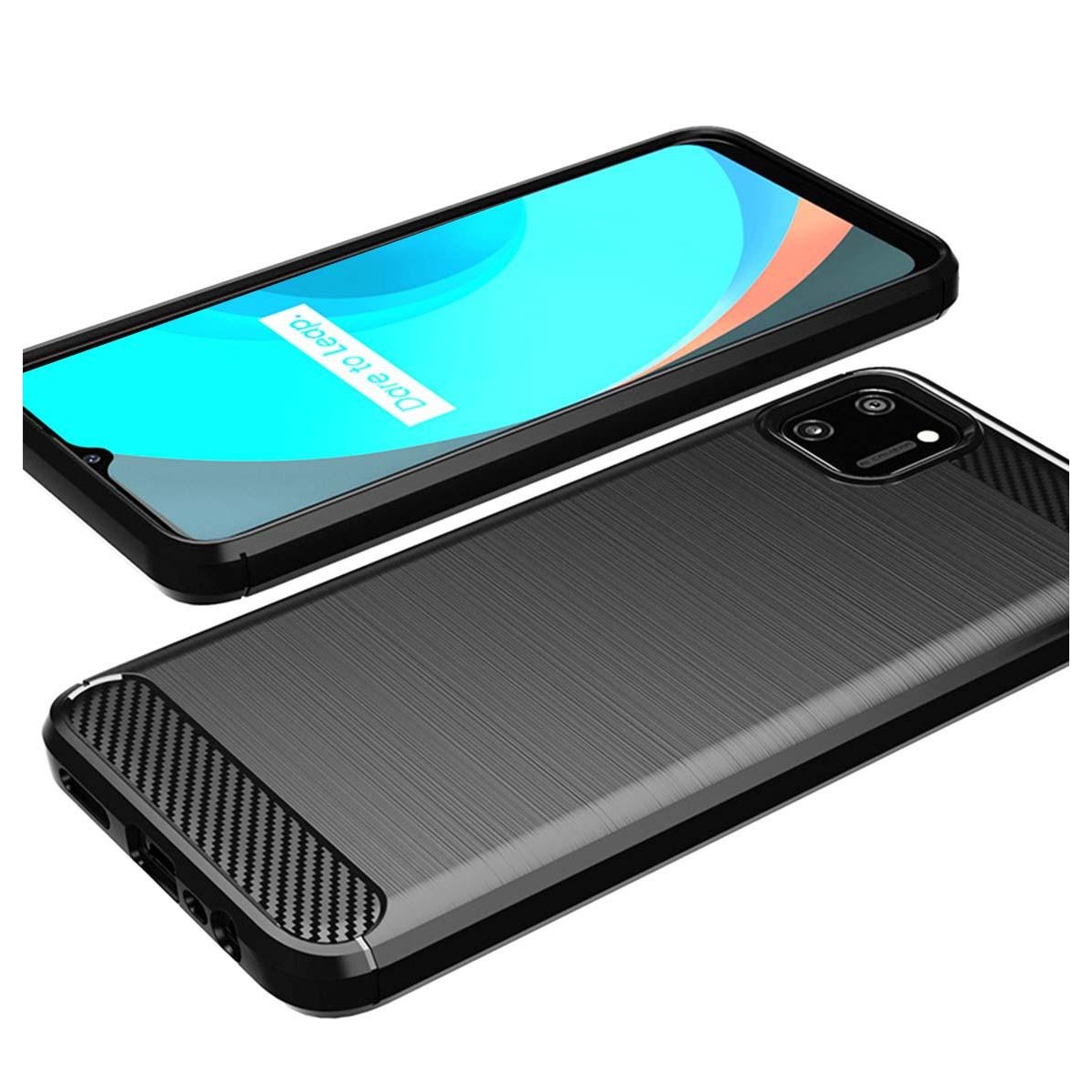 Funda Gel Tpu Tipo Carbon Negra para Realme C11