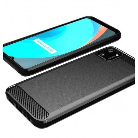 Funda Gel Tpu Tipo Carbon Negra para Realme C11
