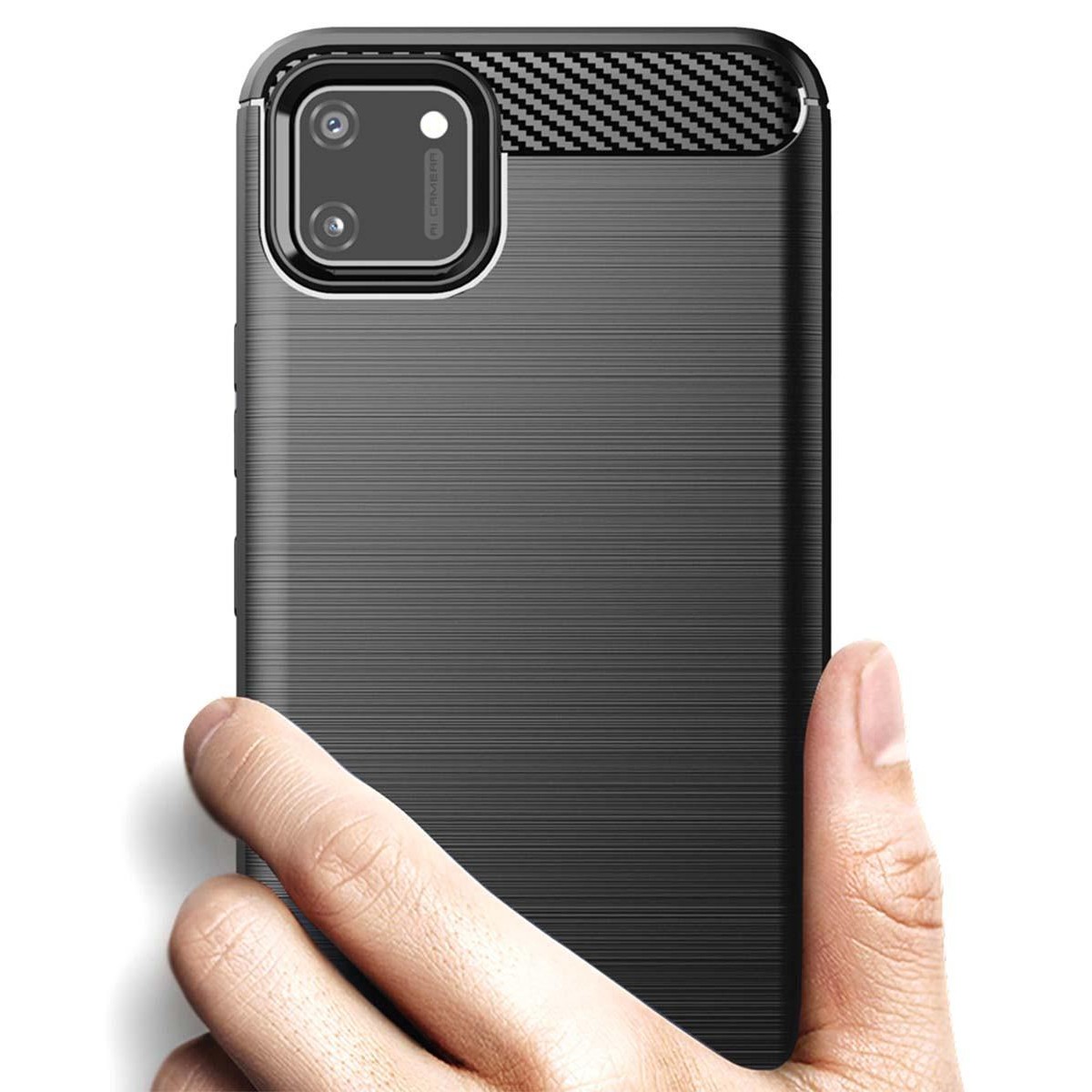 Funda Gel Tpu Tipo Carbon Negra para Realme C11