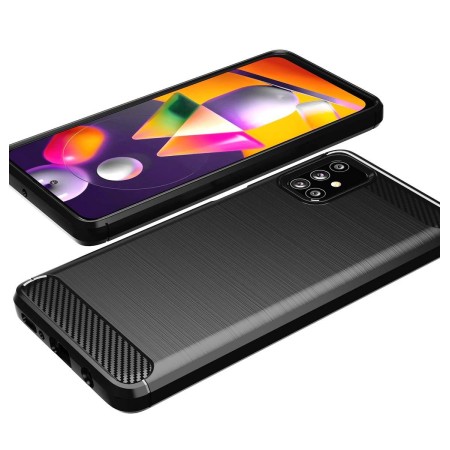 Funda Gel Tpu Tipo Carbon Negra para Samsung Galaxy M51