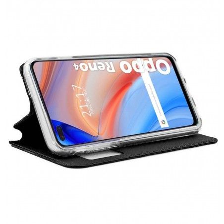 Funda Libro Soporte con Ventana para Oppo Reno 4 5G Color Negra