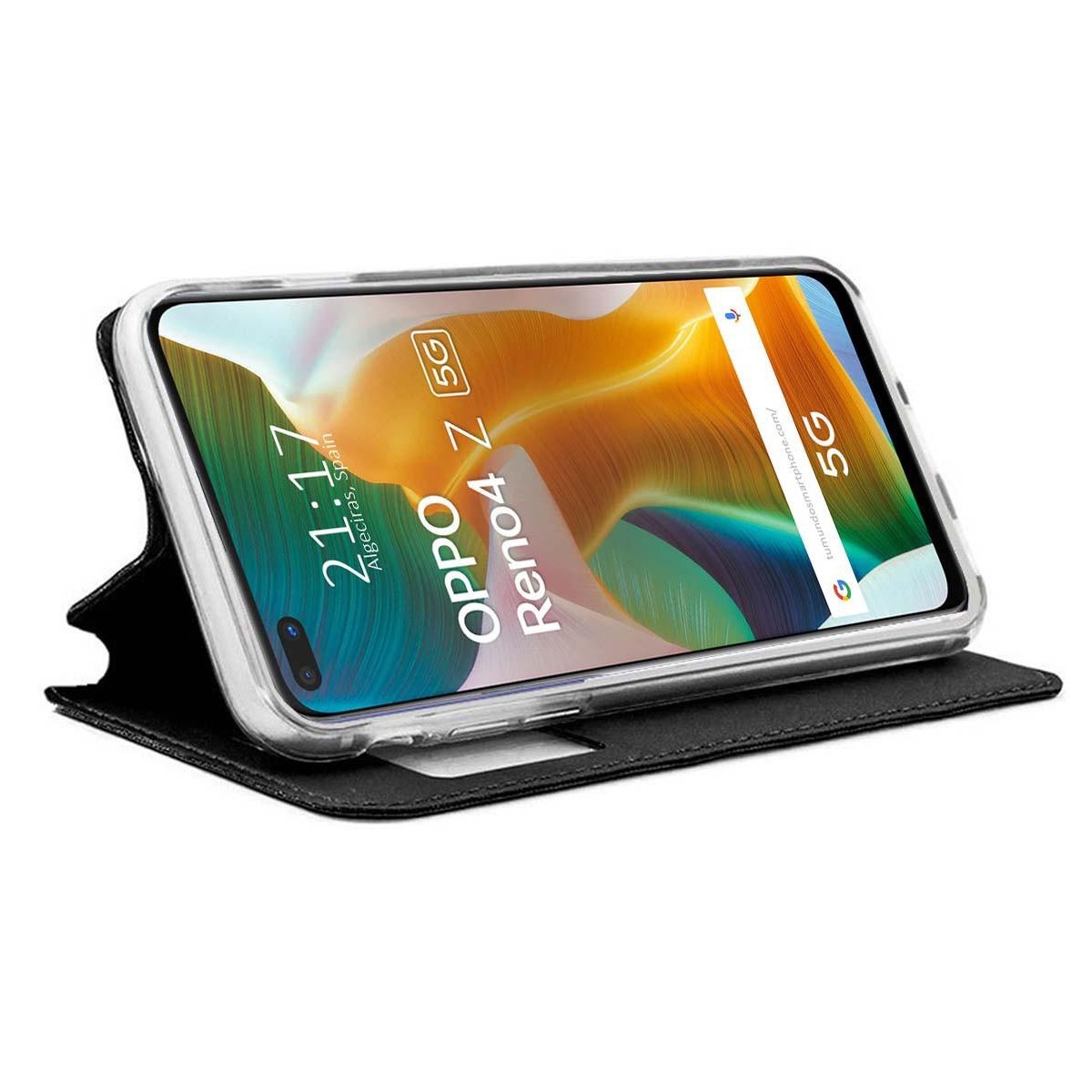 Funda Libro Soporte con Ventana para Oppo Reno 4Z 5G Color Negra