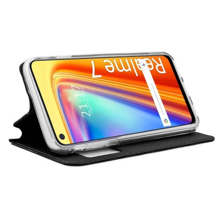 Funda Libro Soporte con Ventana para Realme 7 Color Negra