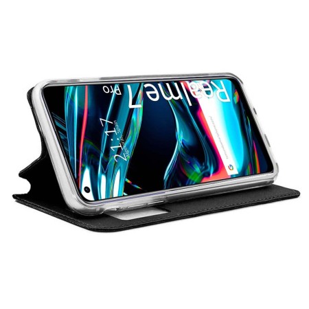 Funda Libro Soporte con Ventana para Realme 7 Pro Color Negra