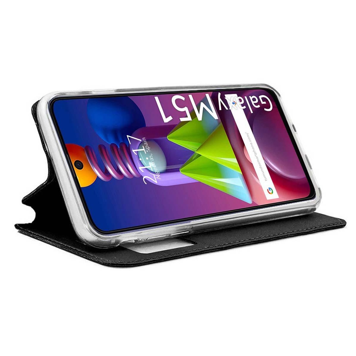 Funda Libro Soporte con Ventana para Samsung Galaxy M51 color Negra