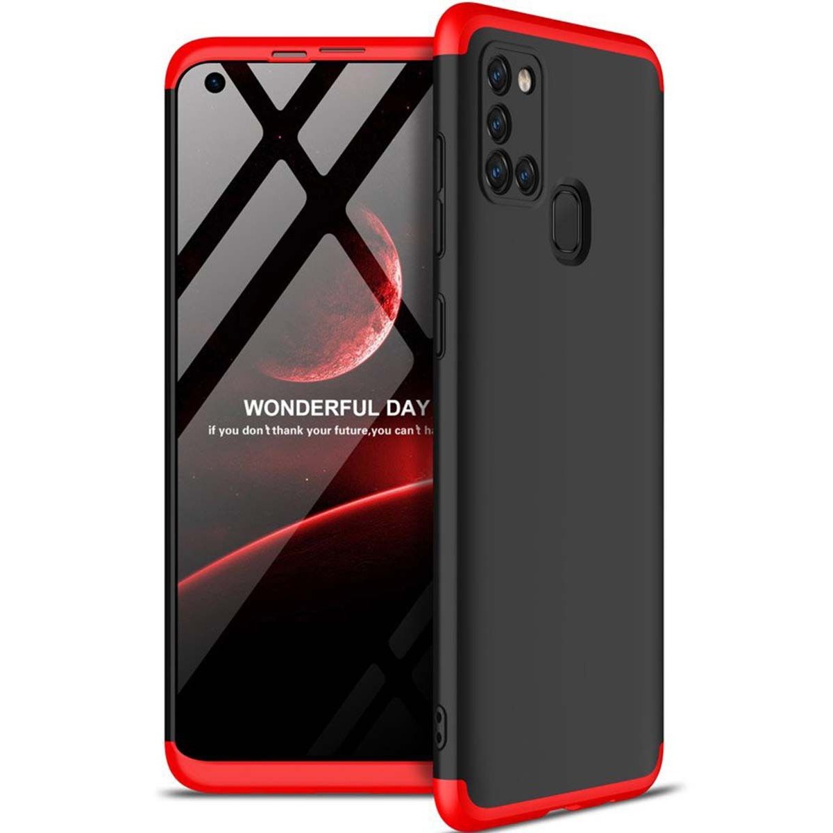 Funda Carcasa GKK 360 para Samsung Galaxy A21S  color Negra / Roja