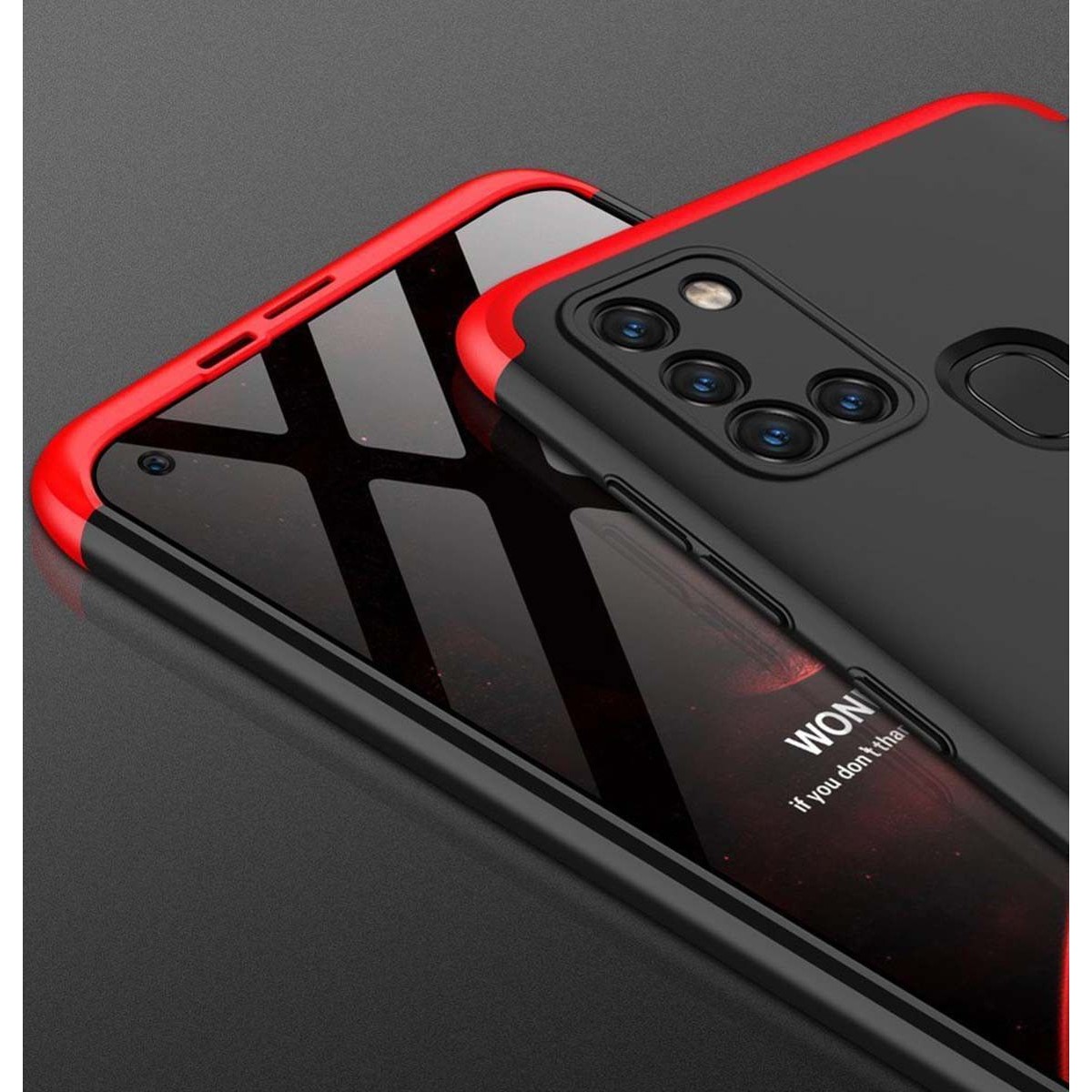 Funda Carcasa GKK 360 para Samsung Galaxy A21S  color Negra / Roja