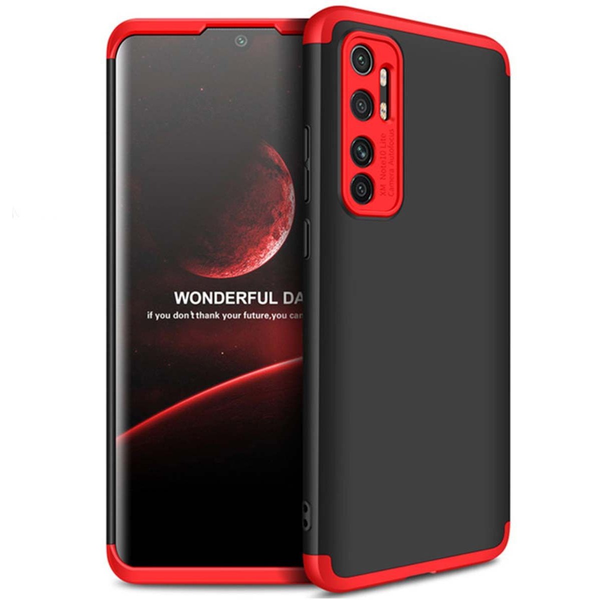 Funda Carcasa GKK 360 para Xiaomi Mi Note 10 Lite  color Negra / Roja