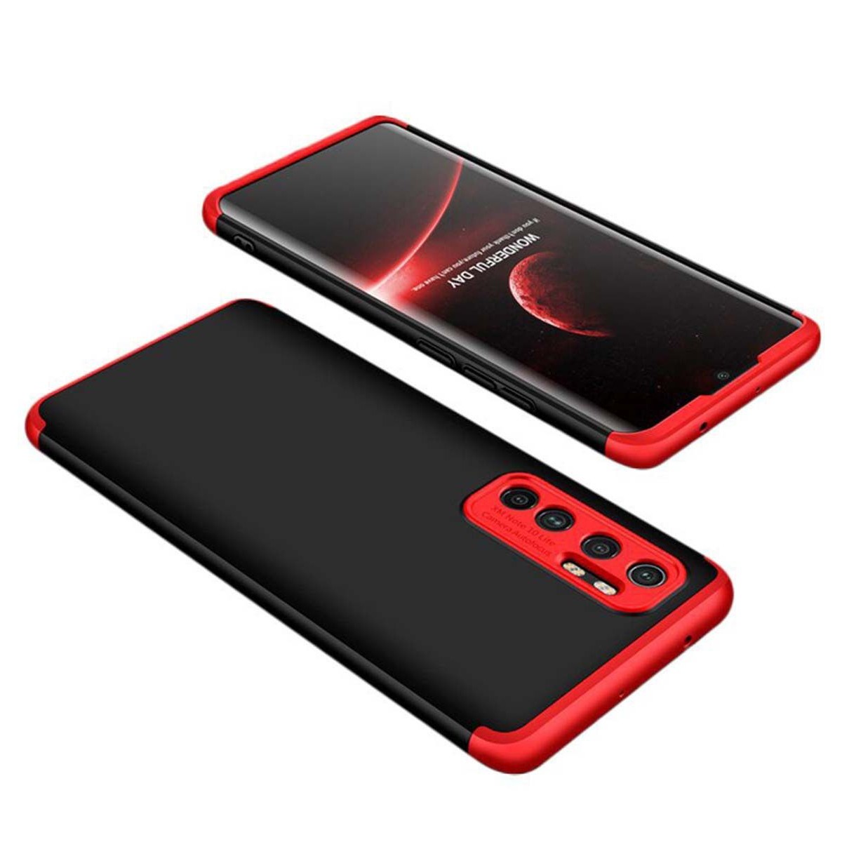 Funda Carcasa GKK 360 para Xiaomi Mi Note 10 Lite  color Negra / Roja