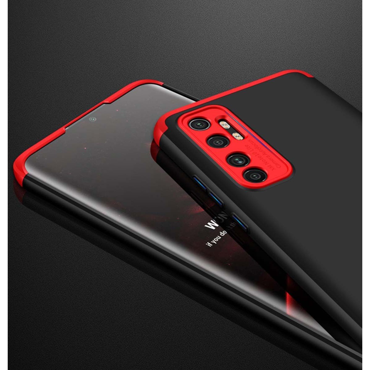 Funda Carcasa GKK 360 para Xiaomi Mi Note 10 Lite  color Negra / Roja