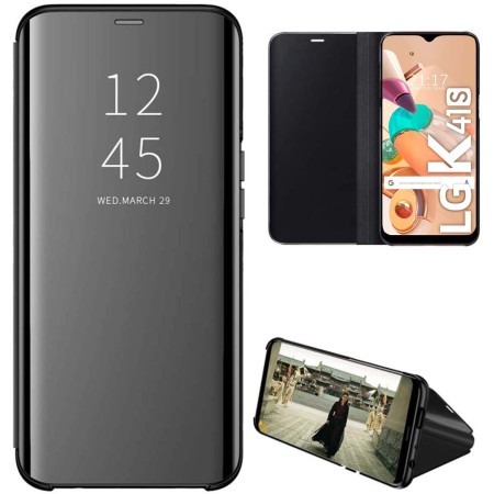 Funda Flip Cover Clear View para LG K51S / LG K41S color Negra