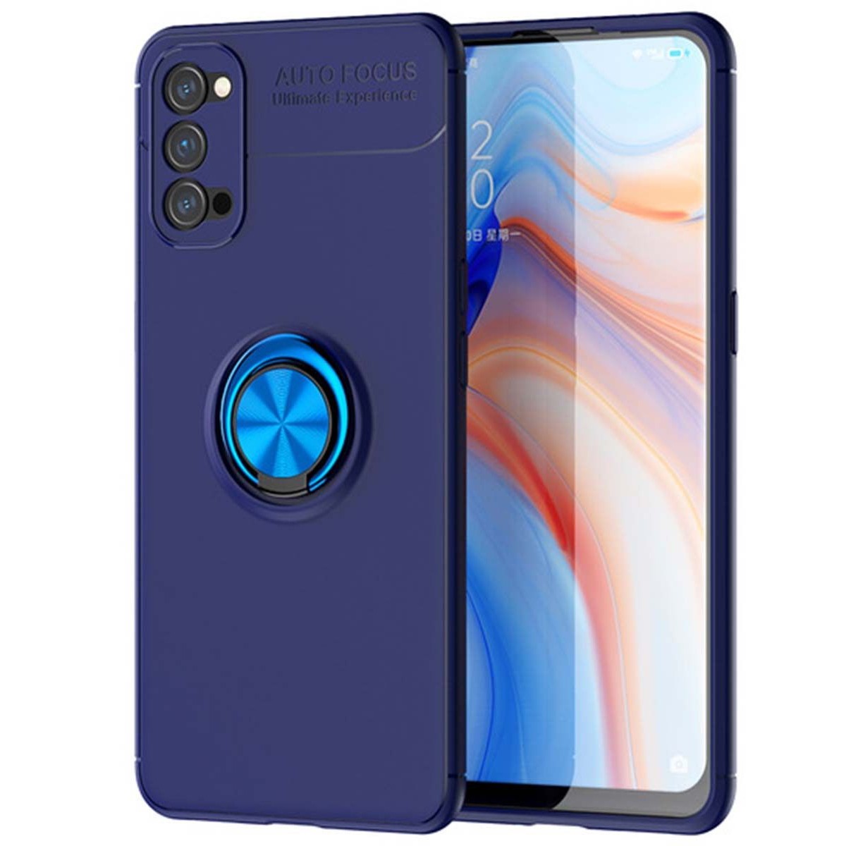 Funda Magnetica Soporte con Anillo Giratorio 360 para Oppo Reno 4 5G Azul
