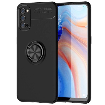 Funda Magnetica Soporte con Anillo Giratorio 360 para Oppo Reno 4 5G Negra
